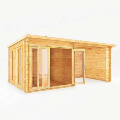 Mercia Studio 10' 11" x 19' 4" Pent Log Cabin - Premium 34mm Cladding Loglap