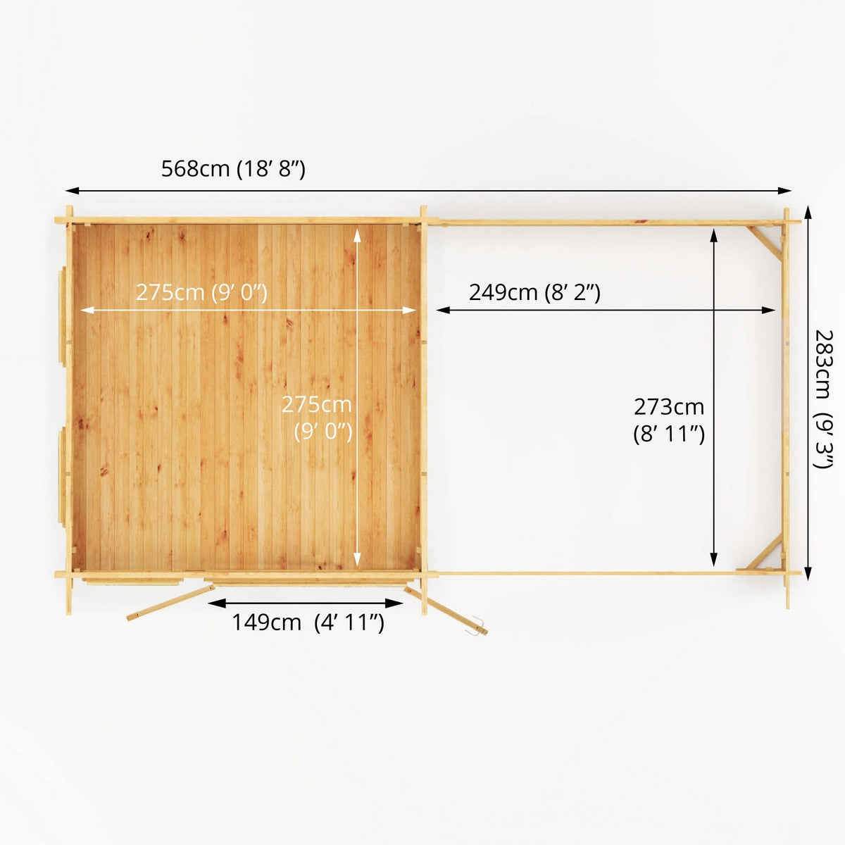 Mercia Studio 10' 11" x 19' 4" Pent Log Cabin - Premium 34mm Cladding Loglap