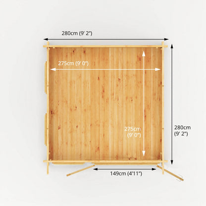 Mercia Studio 9' 11" x 9' 11" Pent Log Cabin - Premium 34mm Cladding Loglap