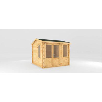 Mercia Elite 10' 3" x 9' 11" Reverse Apex Log Cabin - Premium 34mm Cladding Loglap