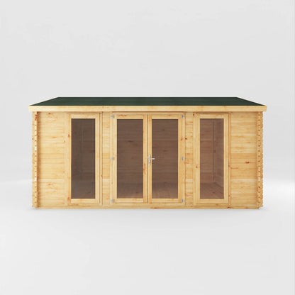 Mercia Studio 13' 7" x 16' 6" Apex Log Cabin - Premium 34mm Cladding Loglap