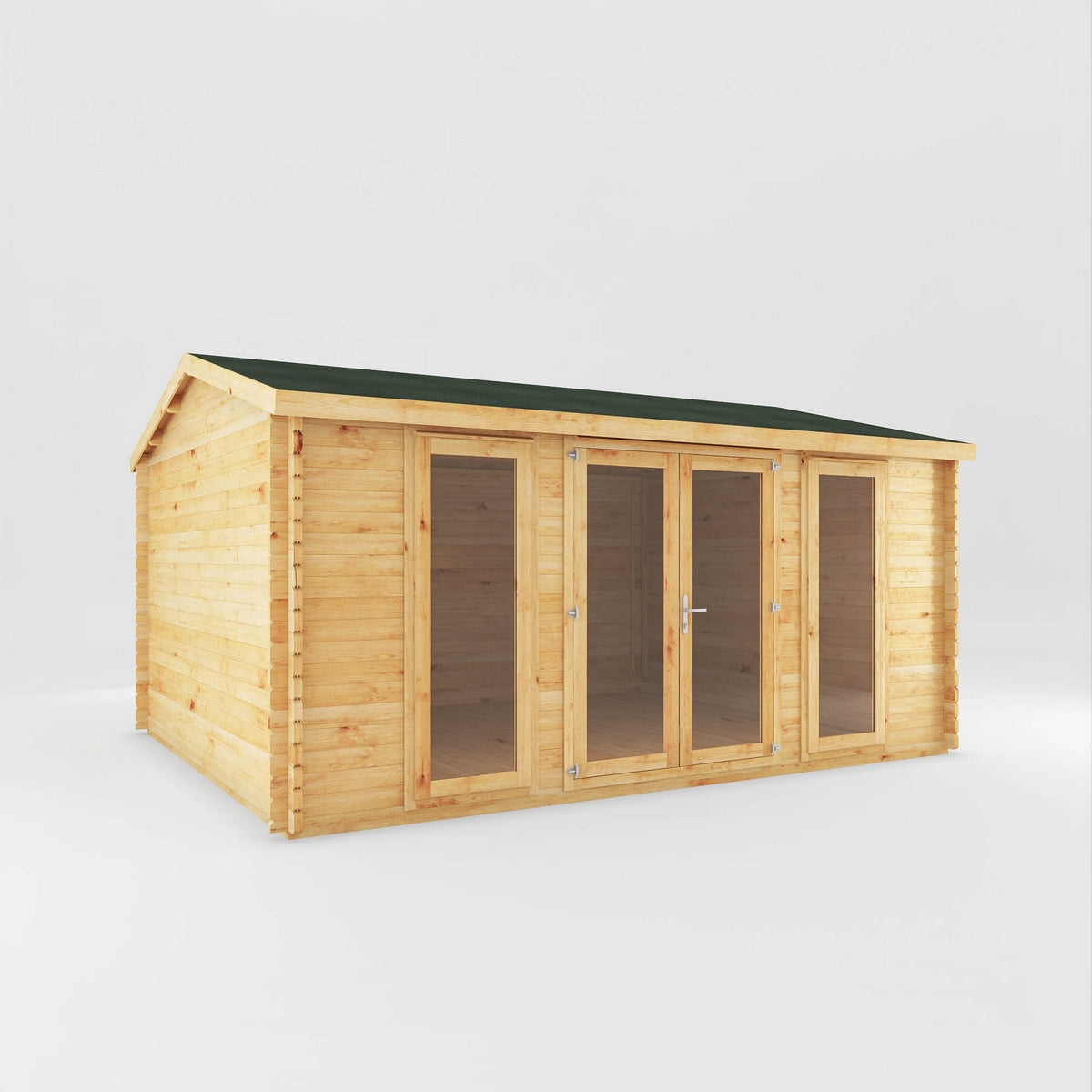 Mercia Studio 13' 7" x 16' 6" Apex Log Cabin - Premium 34mm Cladding Loglap
