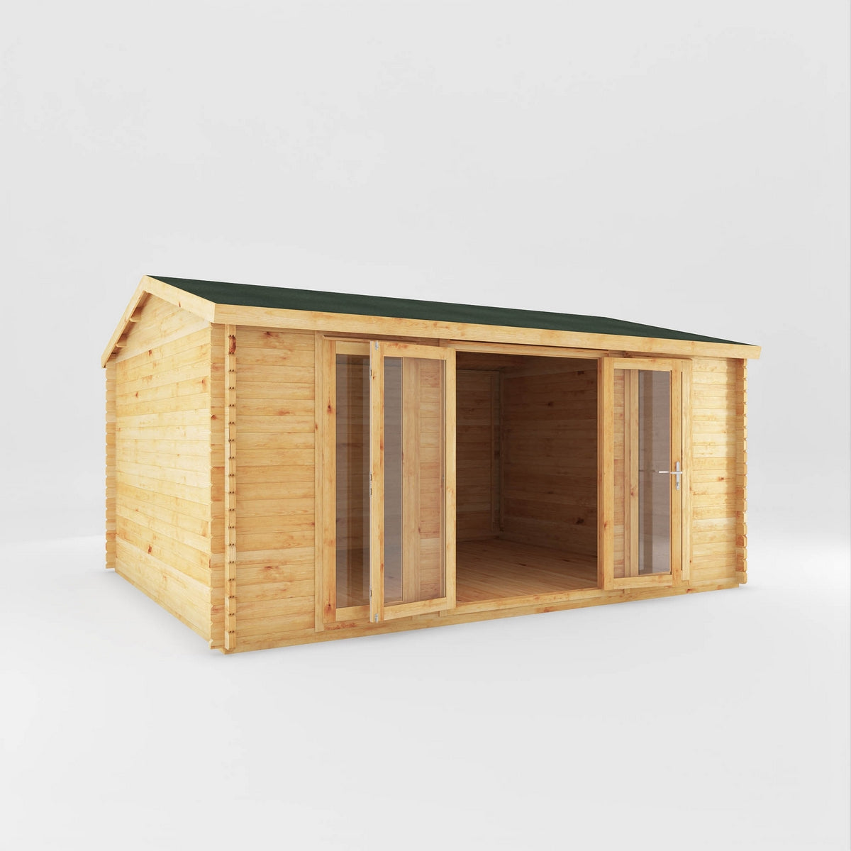 Mercia Studio 13' 7" x 16' 6" Apex Log Cabin - Premium 34mm Cladding Loglap