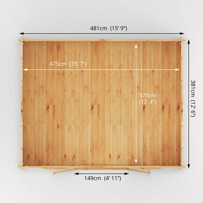 Mercia Studio 13' 7" x 16' 6" Apex Log Cabin - Premium 34mm Cladding Loglap