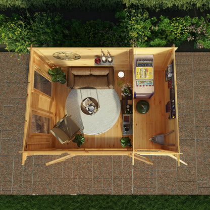 Mercia Studio 10' 11" x 13' 6" Pent Cabin with Shed - Premium 34mm Cladding Loglap
