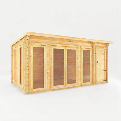 Mercia Studio 10' 11" x 16' 10" Pent Cabin with Shed - Premium 34mm Cladding Loglap