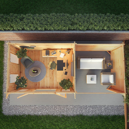 Mercia Studio 10' 11" x 22' 8" Pent Log Cabin - Premium 34mm Cladding Loglap