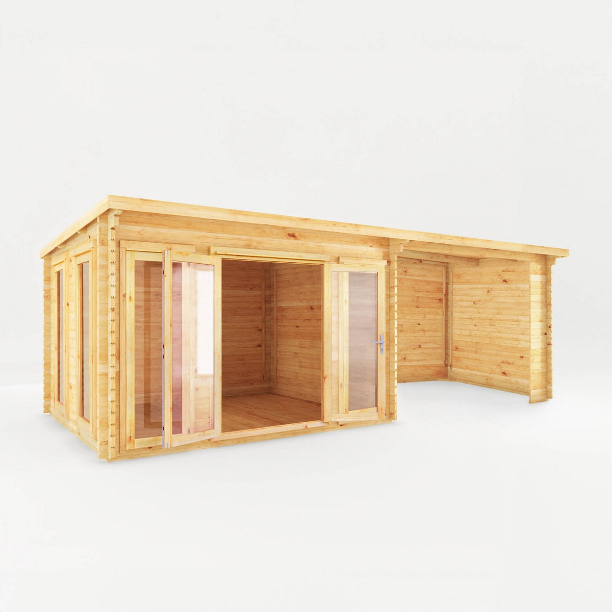 Mercia Studio 10' 11" x 22' 8" Pent Log Cabin - Premium 34mm Cladding Loglap