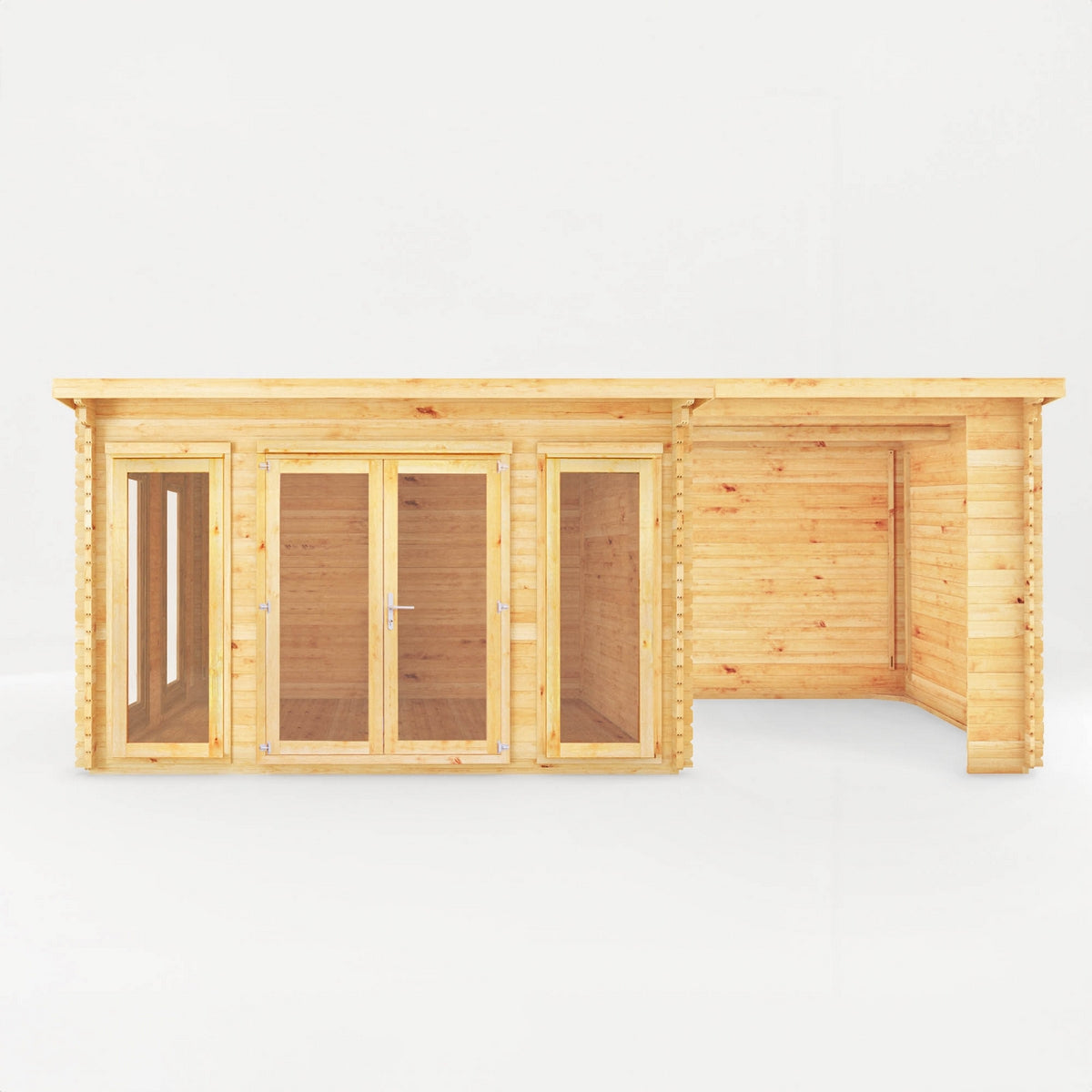 Mercia Studio 10' 11" x 22' 8" Pent Log Cabin - Premium 34mm Cladding Loglap