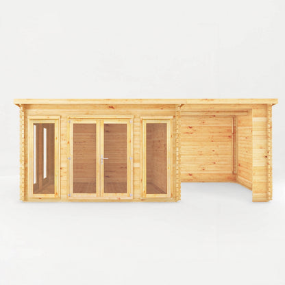 Mercia Studio 10' 11" x 22' 8" Pent Log Cabin - Premium 34mm Cladding Loglap