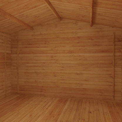 Mercia Retreat 11' 3" x 13' 6" Apex Log Cabin - Premium 44mm Cladding Loglap - Grey UPVC