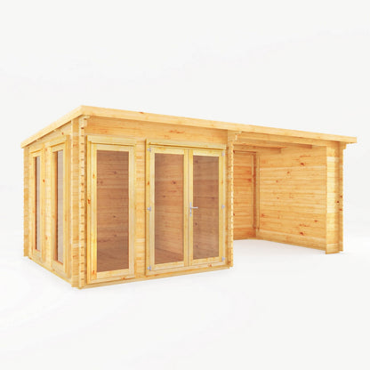 Mercia Studio 10' 11" x 19' 4" Pent Log Cabin - Premium 44mm Cladding Loglap