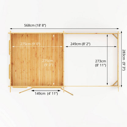 Mercia Studio 10' 11" x 19' 4" Pent Log Cabin - Premium 44mm Cladding Loglap