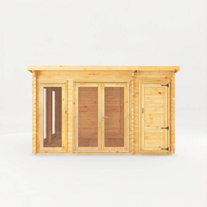 Mercia Studio 10' 11" x 13' 6" Pent Cabin with Shed - Premium 44mm Cladding Loglap