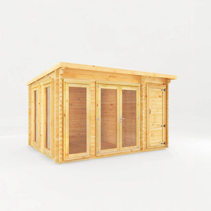Mercia Studio 10' 11" x 13' 6" Pent Cabin with Shed - Premium 44mm Cladding Loglap