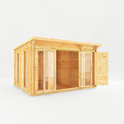 Mercia Studio 10' 11" x 13' 6" Pent Cabin with Shed - Premium 44mm Cladding Loglap