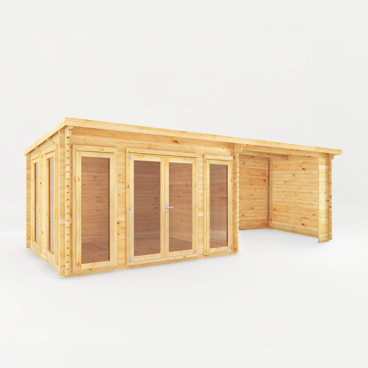 Mercia Studio 10' 11" x 22' 8" Pent Log Cabin - Premium 44mm Cladding Loglap