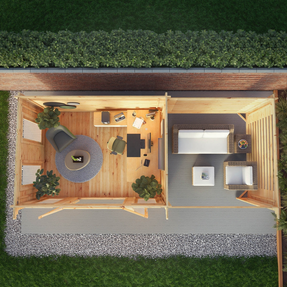 Mercia Studio 10' 11" x 22' 8" Pent Log Cabin Slatted - Premium 44mm Cladding Loglap