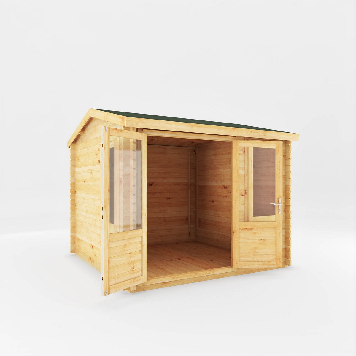 Mercia Elite 10' 3" x 9' 11" Reverse Apex Log Cabin - Premium 44mm Cladding Loglap