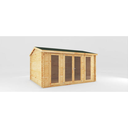 Mercia Studio 11' 11" x 14' 10" Apex Log Cabin - Premium 44mm Cladding Loglap