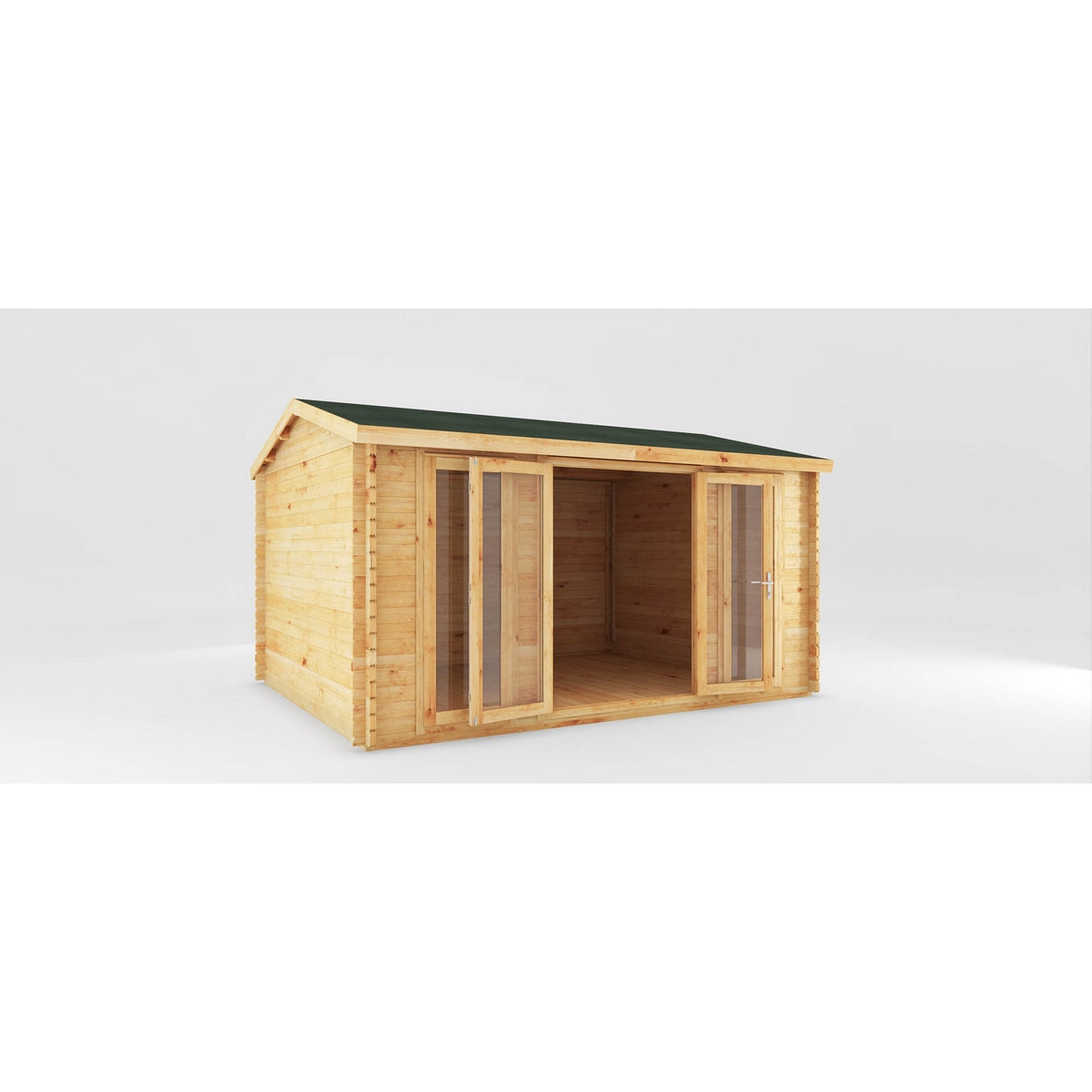 Mercia Studio 11' 11" x 14' 10" Apex Log Cabin - Premium 44mm Cladding Loglap