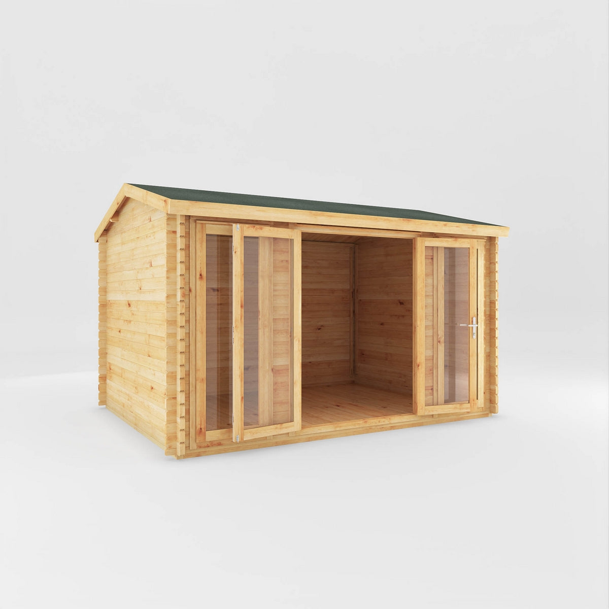 Mercia Studio 10' 3" x 13' 2" Apex Log Cabin - Premium 44mm Cladding Loglap