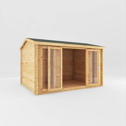 Mercia Studio 10' 3" x 13' 2" Apex Log Cabin - Premium 44mm Cladding Loglap