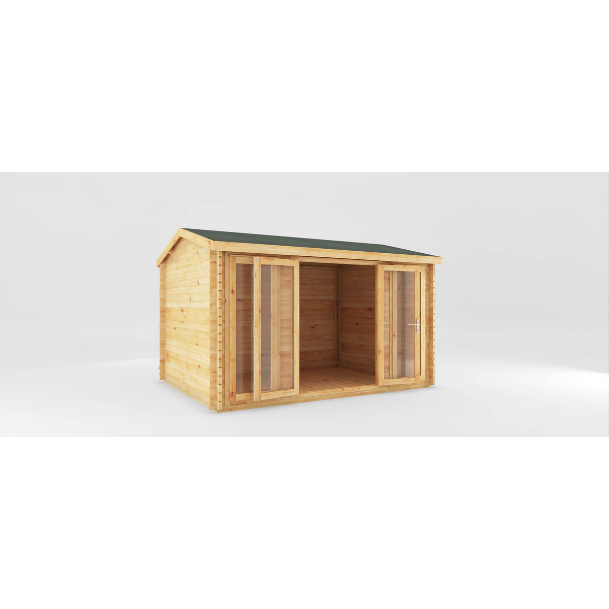 Mercia Studio 10' 3" x 13' 2" Apex Log Cabin - Premium 44mm Cladding Loglap