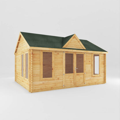Mercia Clock Tower 13' 7" x 17' 6" Apex Log Cabin - Premium 44mm Cladding Loglap