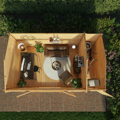 Mercia Studio 10' 3" x 16' 11" Apex Log Cabin - Premium 44mm Cladding Loglap