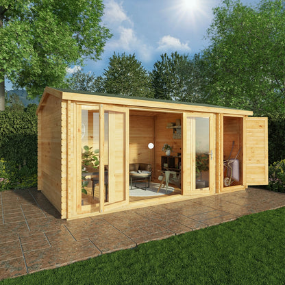 Mercia Studio 10' 3" x 16' 11" Apex Log Cabin - Premium 44mm Cladding Loglap