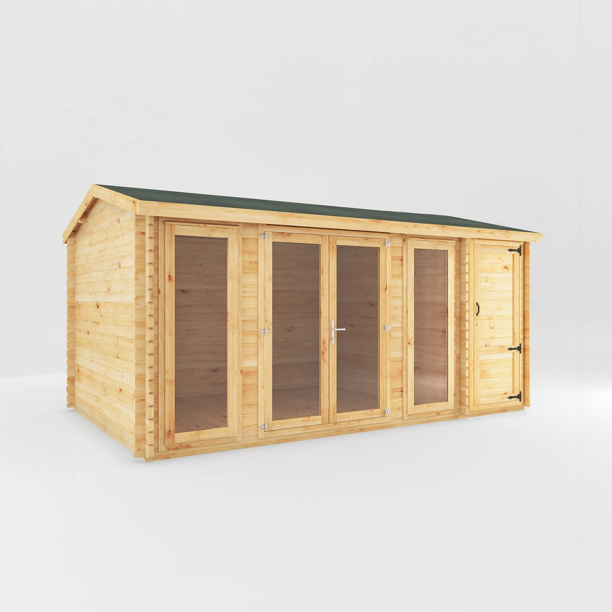 Mercia Studio 10' 3" x 16' 11" Apex Log Cabin - Premium 44mm Cladding Loglap