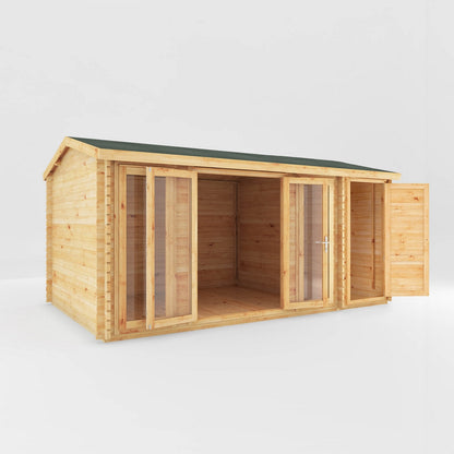Mercia Studio 10' 3" x 16' 11" Apex Log Cabin - Premium 44mm Cladding Loglap