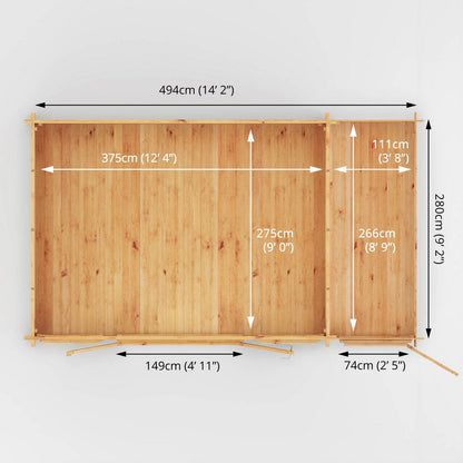 Mercia Studio 10' 3" x 16' 11" Apex Log Cabin - Premium 44mm Cladding Loglap