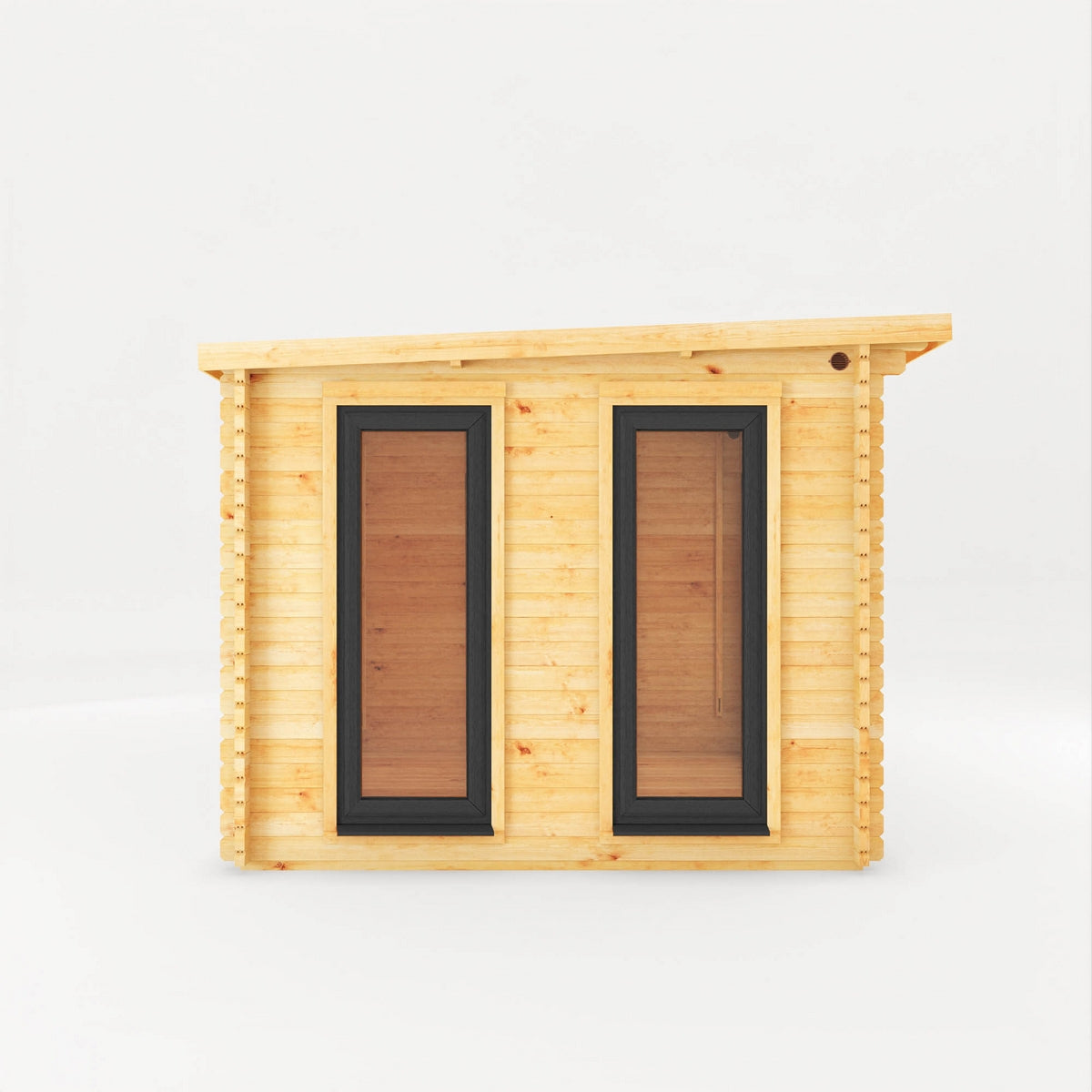 Mercia Studio 9' 11" x 9' 11" Pent Log Cabin - Premium 44mm Cladding Loglap - Grey UPVC