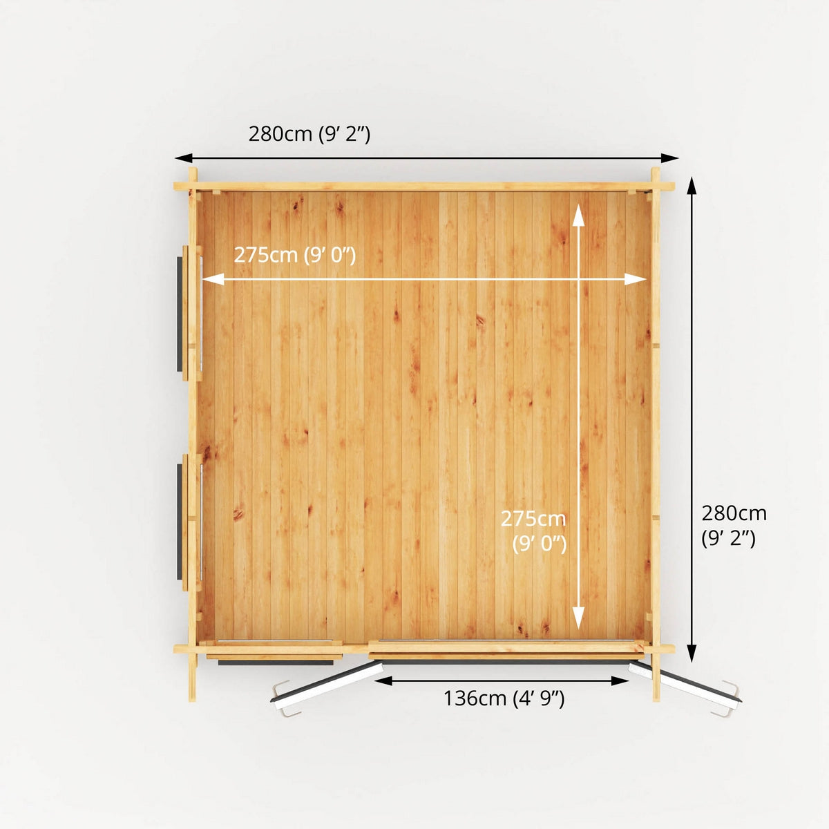 Mercia Studio 9' 11" x 9' 11" Pent Log Cabin - Premium 44mm Cladding Loglap - Grey UPVC