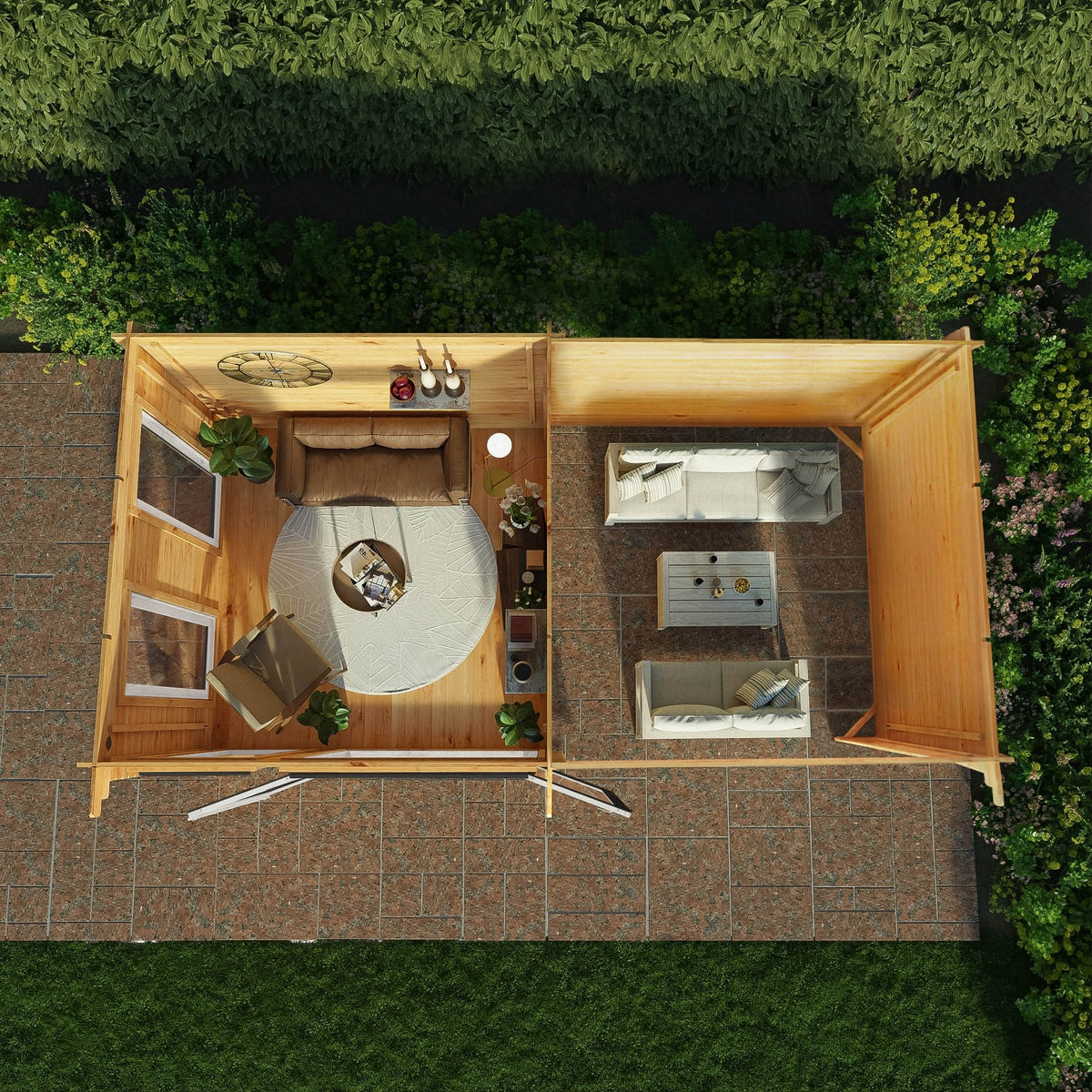 Mercia Studio 10' 11" x 19' 4" Pent Log Cabin - Premium 44mm Cladding Loglap - Grey UPVC