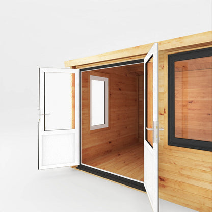 Mercia Elite 10' 3" x 9' 11" Reverse Apex Log Cabin - Premium 44mm Cladding Loglap - Grey UPVC