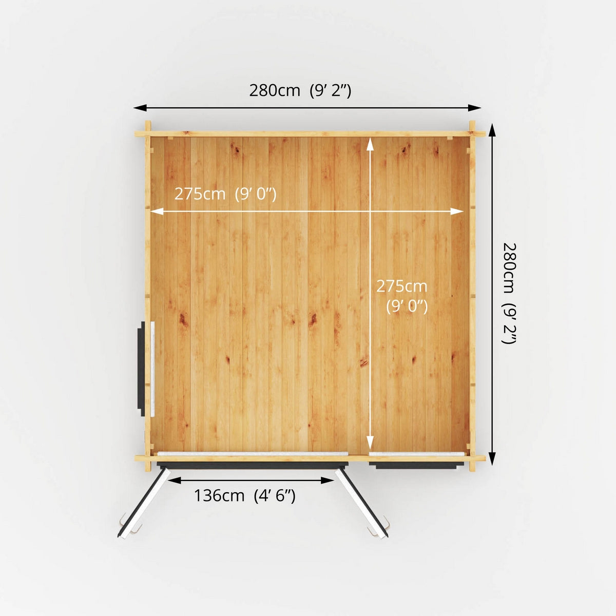 Mercia Elite 10' 3" x 9' 11" Reverse Apex Log Cabin - Premium 44mm Cladding Loglap - Grey UPVC
