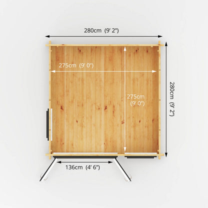 Mercia Elite 10' 3" x 9' 11" Reverse Apex Log Cabin - Premium 44mm Cladding Loglap - Grey UPVC