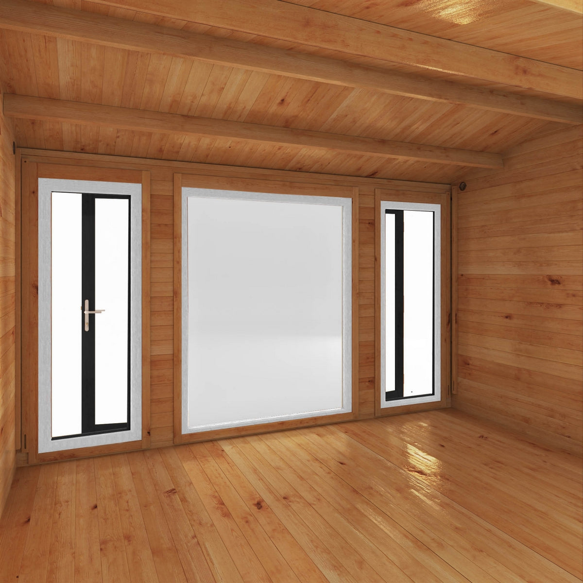 Mercia Studio 10' 3" x 13' 2" Apex Log Cabin - Premium 44mm Cladding Loglap - Grey UPVC