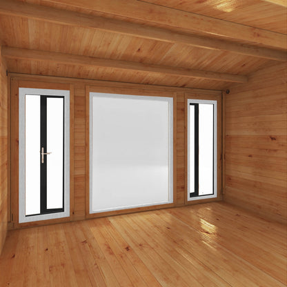 Mercia Studio 10' 3" x 13' 2" Apex Log Cabin - Premium 44mm Cladding Loglap - Grey UPVC