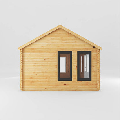 Mercia Clock Tower 13' 7" x 17' 6" Apex Log Cabin - Premium 44mm Cladding Loglap - Grey UPVC