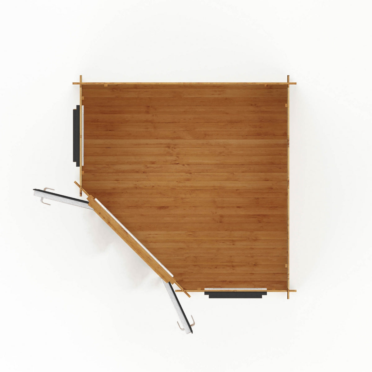 Mercia Corner 10' 4" x 10' 2" Hip Log Cabin - Premium 44mm Cladding Loglap - Grey UPVC