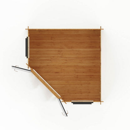 Mercia Corner 10' 4" x 10' 2" Hip Log Cabin - Premium 44mm Cladding Loglap - Grey UPVC