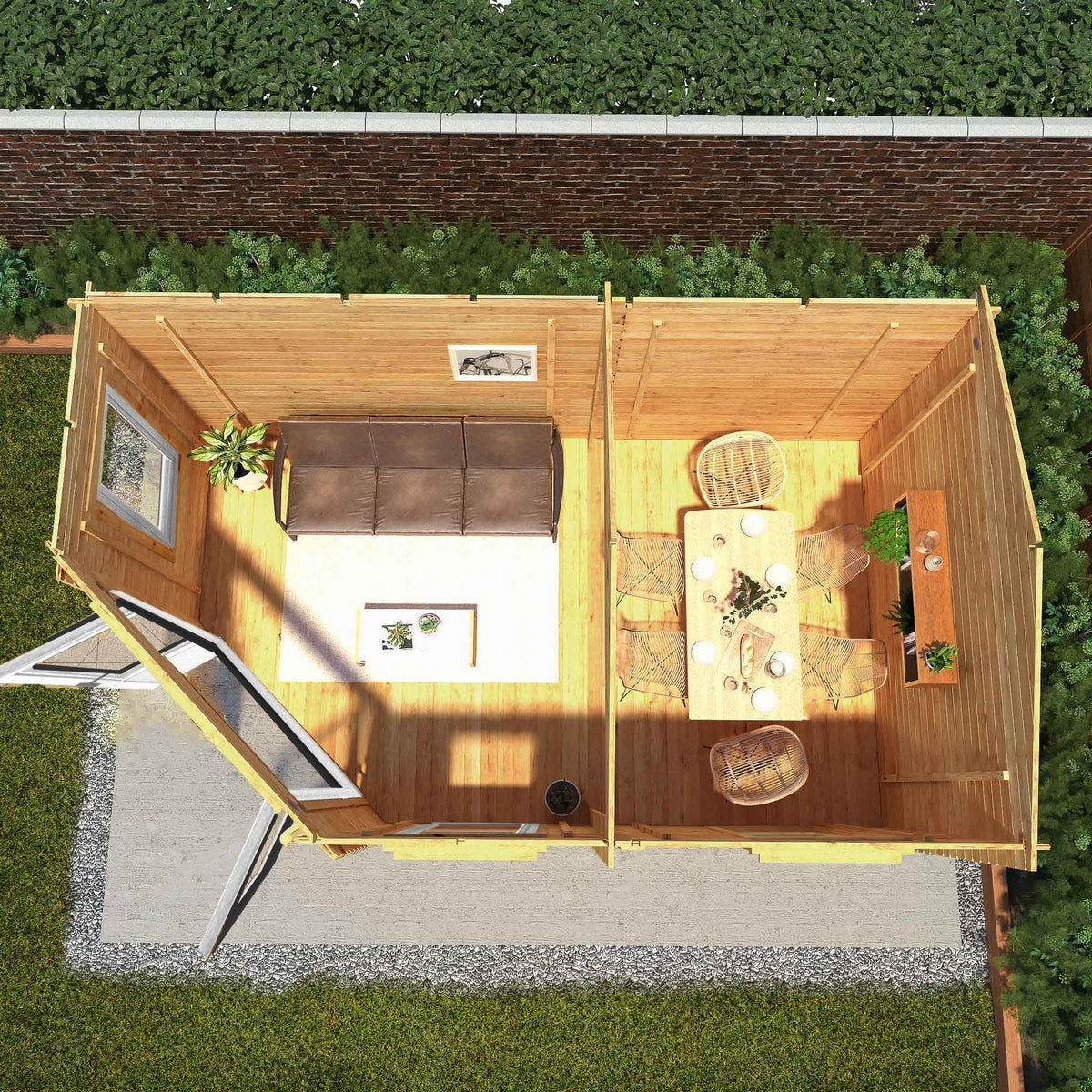 Mercia Corner 10' 4" x 16' 8" Hip Log Cabin - Premium 44mm Cladding Loglap - Grey UPVC