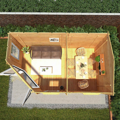 Mercia Corner 10' 4" x 16' 8" Hip Log Cabin - Premium 44mm Cladding Loglap - Grey UPVC