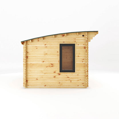 Mercia Helios 11' 5" x 13' 4" Curved Log Cabin - Premium 44mm Cladding Loglap - Grey UPVC
