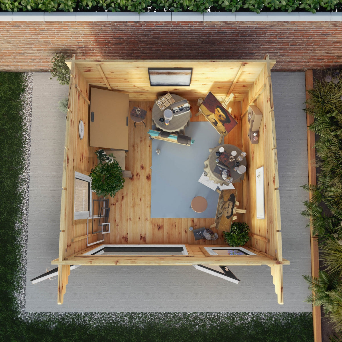 Mercia Helios 11' 5" x 10' Curved Log Cabin - Premium 44mm Cladding Loglap - Grey UPVC