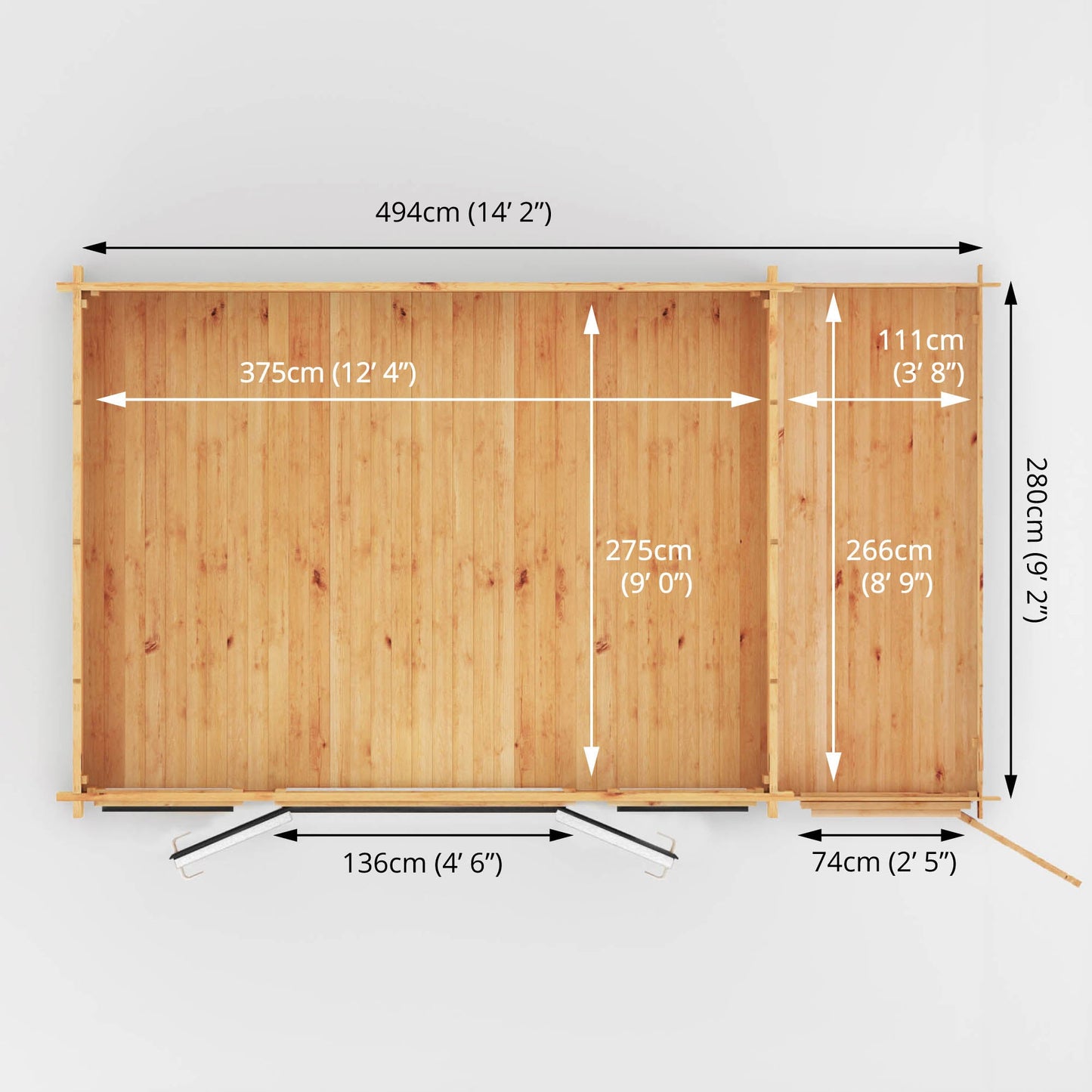 Mercia Studio 10' 3" x 16' 10" Apex Log Cabin - Premium 44mm Cladding Loglap - Grey UPVC